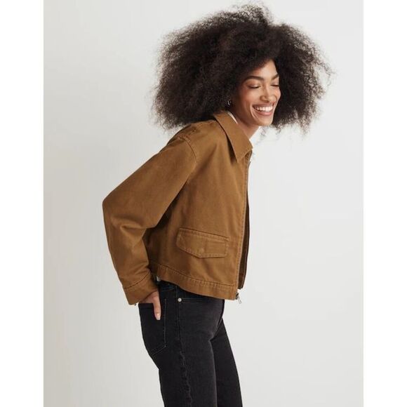 Madewell Cropped Utilitarian Jacket size S Regenerative Chino Spiced Olive - Picture 3 of 15